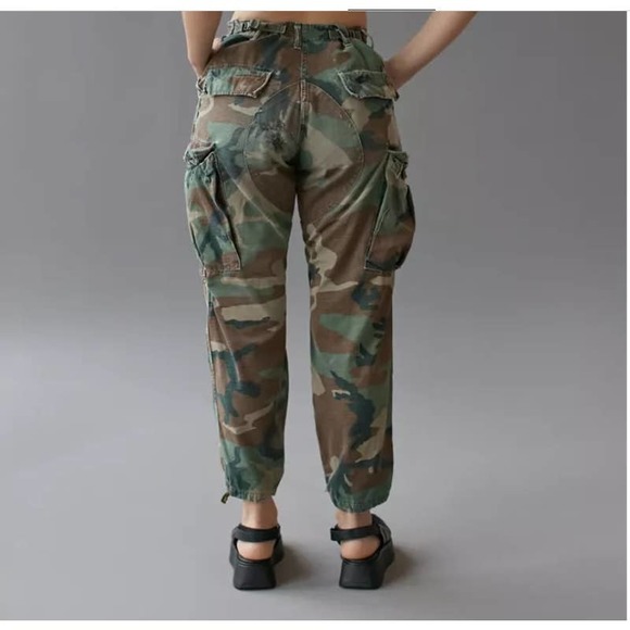 Vintage Woodland Camo Military Trousers Poplin Combat Tropical Size M Regular - Picture 1 of 12